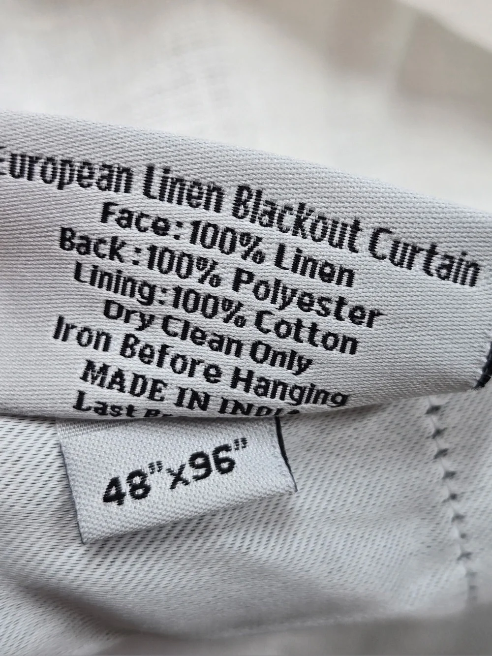 QUINCE Set Of 2 48x96 European Linen True Blackout Curtains White 0466